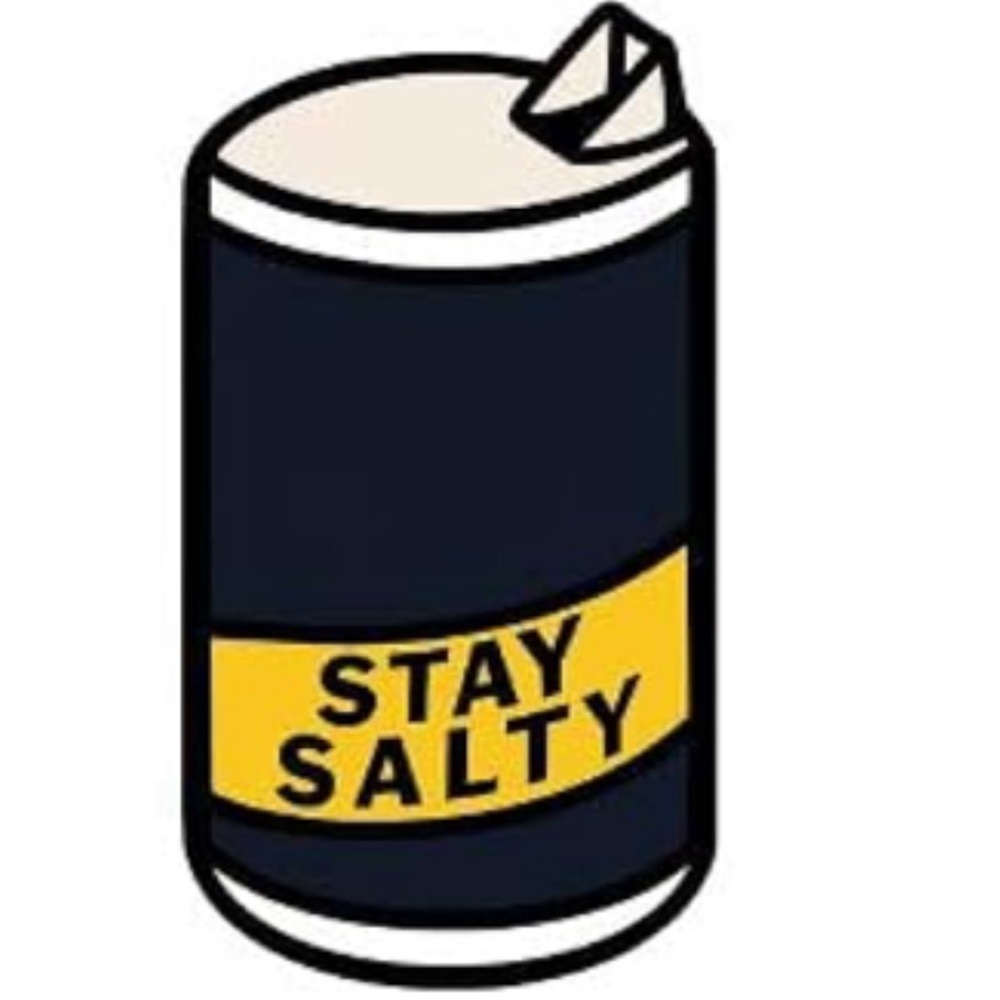 NEW “Stay Salty” Enamel Pin Morton Salt Umbrella Logo Blue Yellow Funny Cute